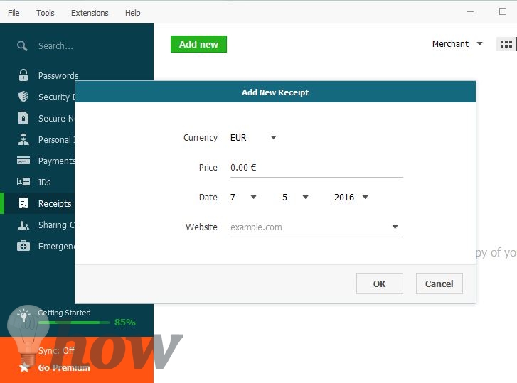 dashlane recipt