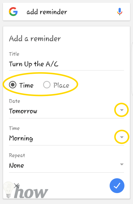 create a repeating Google Now reminder