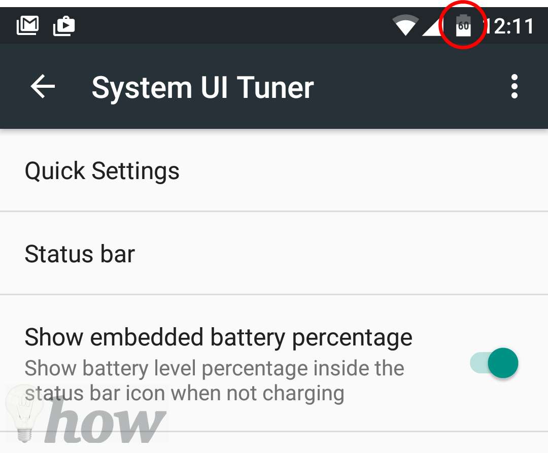 show battery percentage on Android