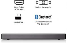 Hisense HS214 2.1ch Sound Bar with Built-in Subwoofer, 108W, All-in-one Compact Design with Wireless Bluetooth