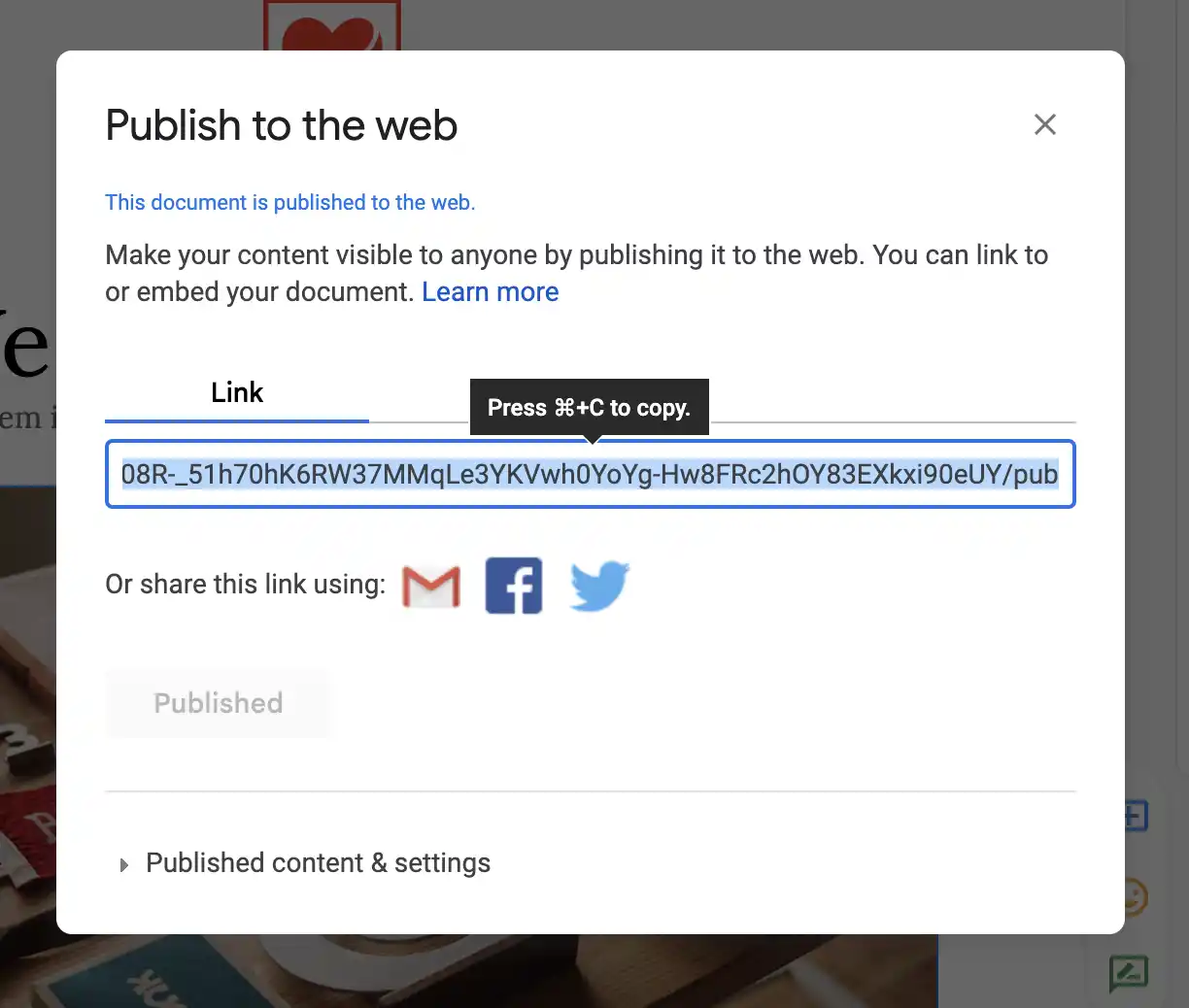 Publishing to the Web