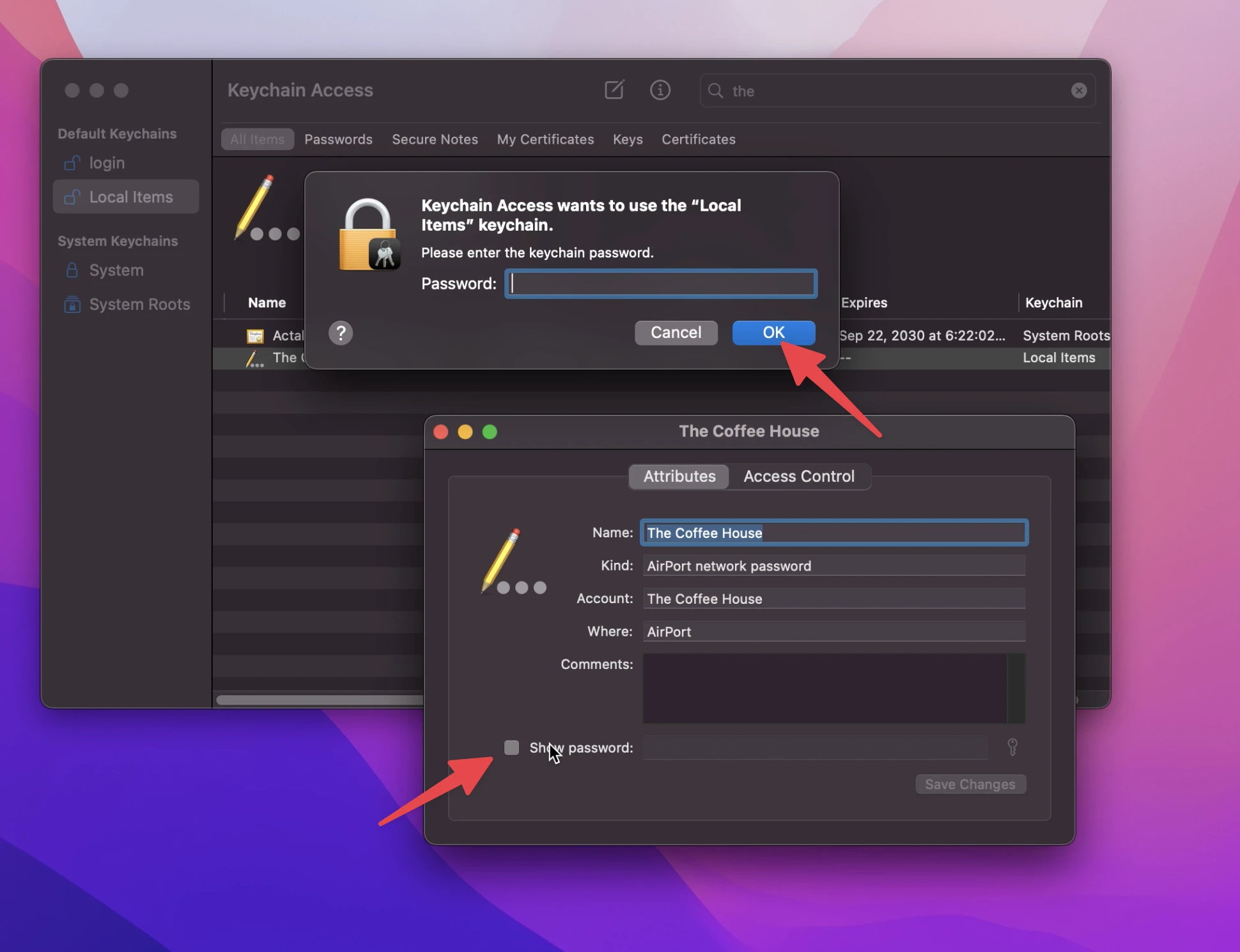 macos ventura wifi password